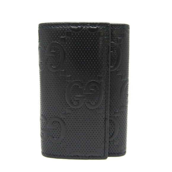 Gucci GG Embossed 625565 MenWomen Leather Key Case Black